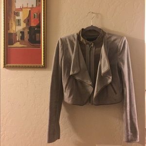 BCBGMaxAzria moss/beige suede cropped jacket